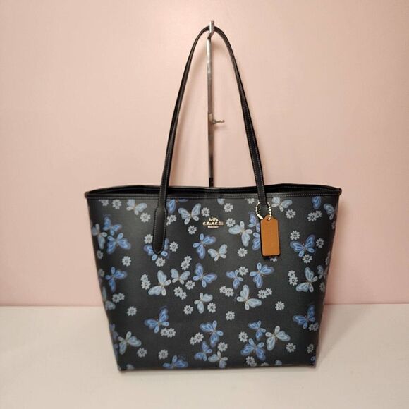 NWT Coach CH211 City Tote Coated Canvas Leather Lovely Butterfly Print - Picture 1 of 6